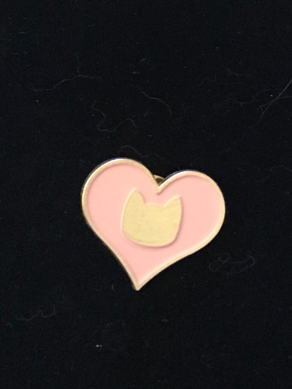 NWOT gold kitty face in pink heart shape (pins: 1/$12, 2/$20)